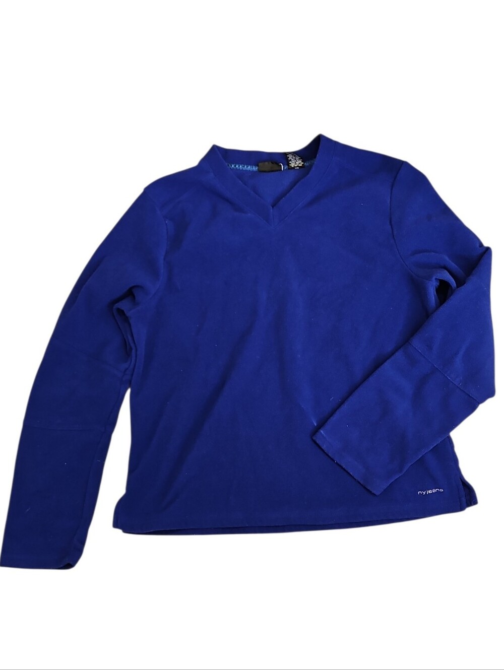 Cobalt Blue V-Neck Long Sleeve Fleece Top Size Large